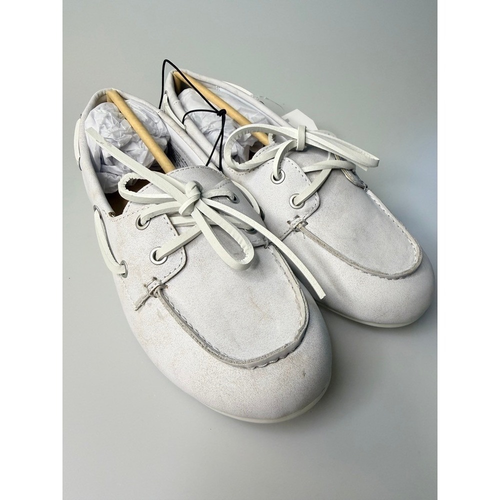 NEW Time and Tru White Boat Shoes Women's Lace Up Casual Loafers Size 9 NIB